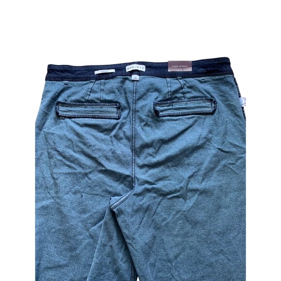 Ava & Viv Womens Wide Leg High-Rise Relaxed Fit Dark Blue Denim Pants - Picture 14 of 16